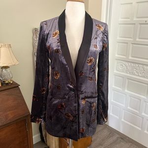 Anthropologie Cartonnier velvety and silky floral print blazer